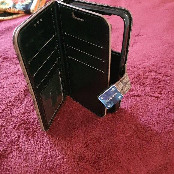 COACH iPhone X XS Folio Case Signature Canvas Wallet Cover Card Slots - Picture 3 of 4